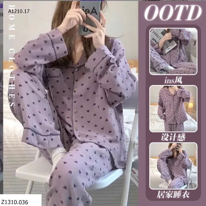 PIJAMA MẶC NHÀ TONE TÍM SIU IU   SỈ 95k