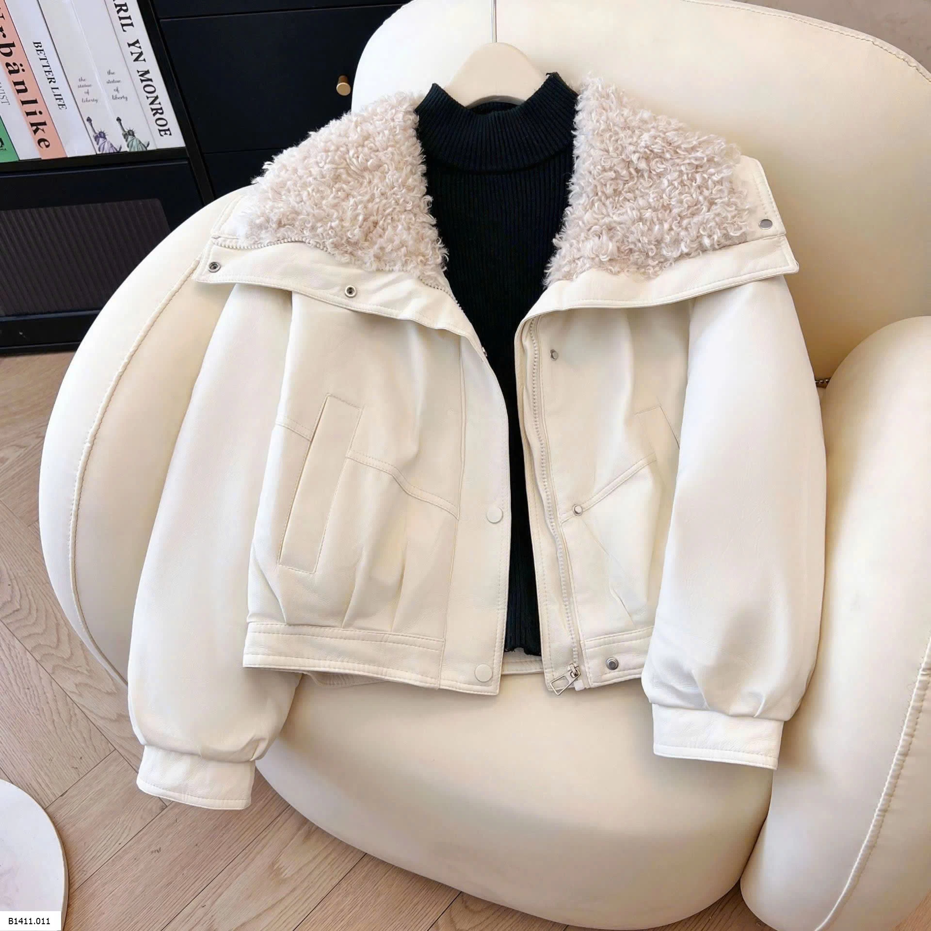 ÁO KHOÁC DA CỔ LÔNG CHO NỮ Giá sỉ 300k