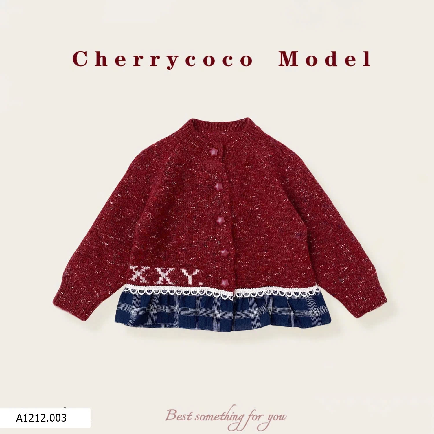 ÁO LEN VIỀN CARO HÃNG CHERRYCOCO CHO BÉ  Giá sỉ 220ka