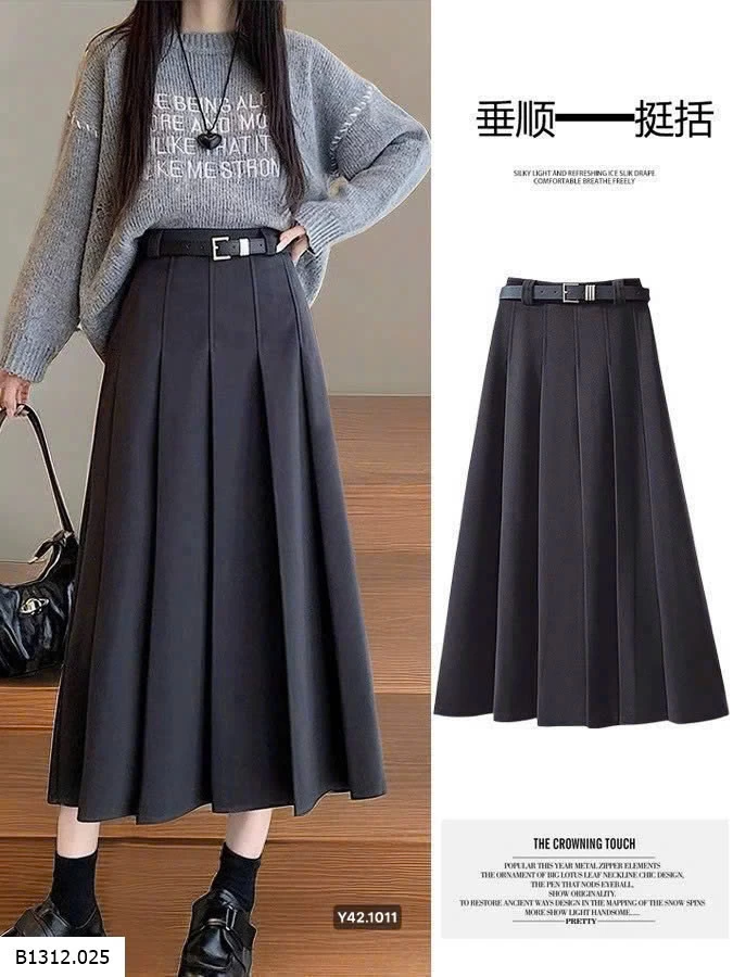 Chân váy xếp ly len dày dặn  Giá sỉ 190k