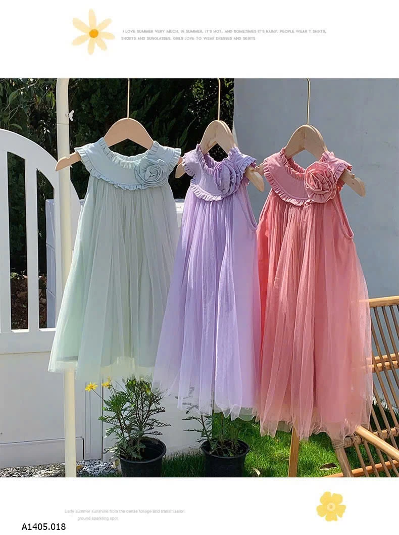 VÁY CÔNG CHÚA CỔ BÈO HOA NỔI BG Sỉ 150k