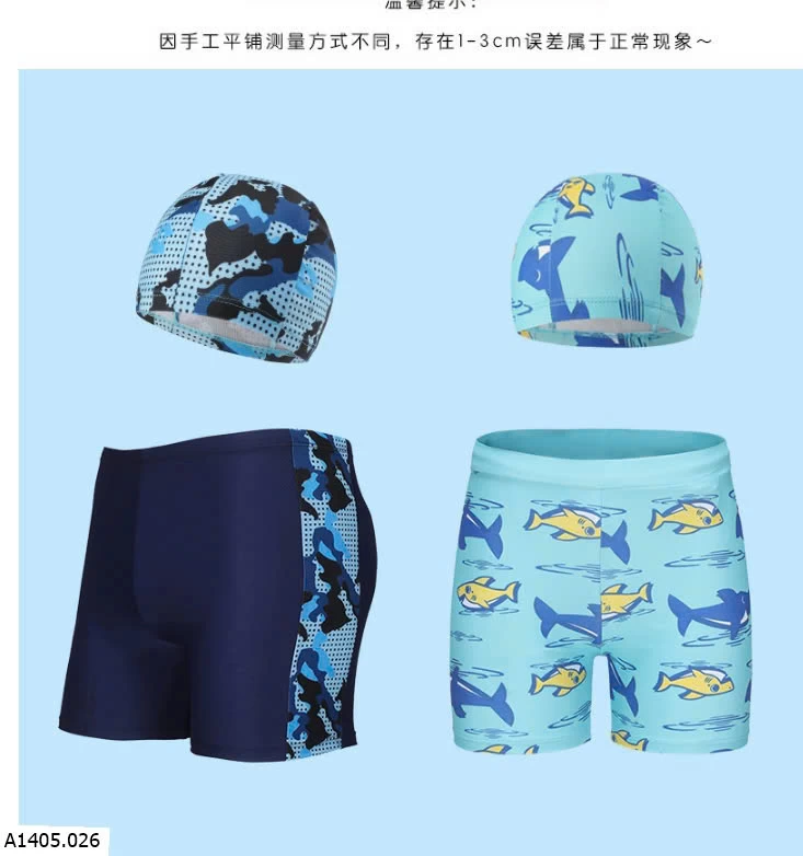 QUẦN BƠI KÈM MŨ CHO BÉ TRAI   Sỉ 55k/1 set