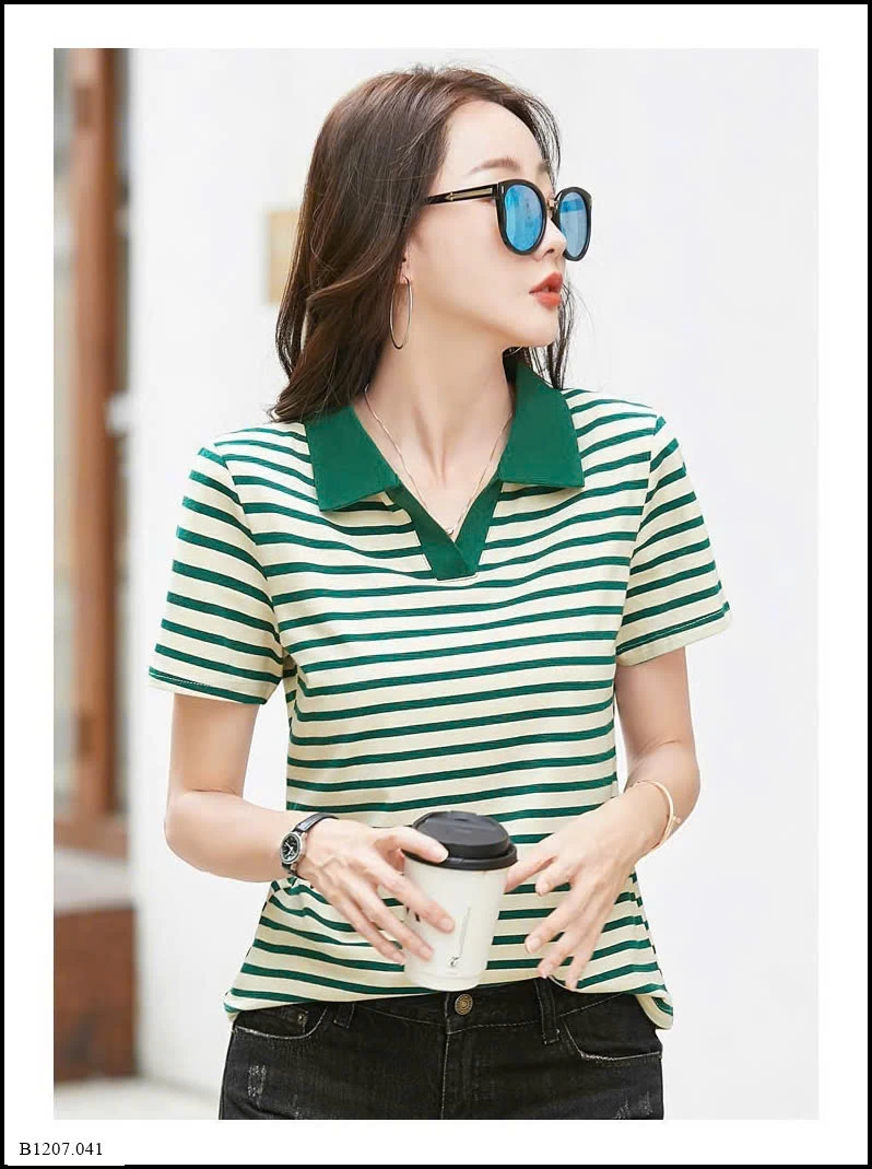 ÁO POOLO KẺ CHO NỮ  Sỉ giá 120k