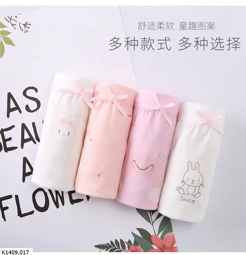 SET 5 QUẦN CHÍP TAM GIÁC COTTON BÉ GÁI   sỉ 85k/ 1 set 5 chiếc mix màu 