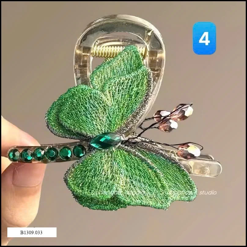 KẸP TÓC BƯỚM THÊU TAY PHA LÊ Giá sỉ 48k/2c