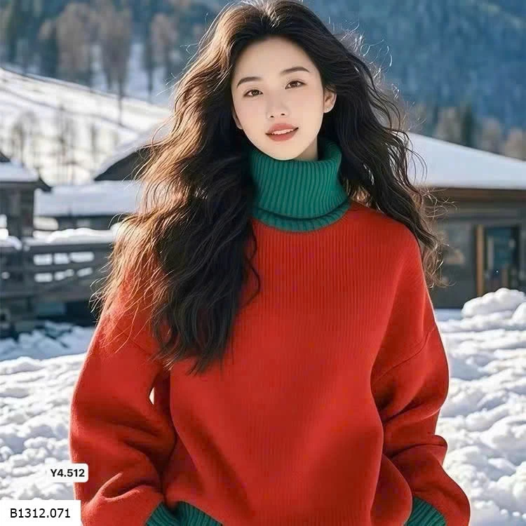 ÁO LEN CỔ LỌ PHỐI MÀU  Giá sỉ 175k