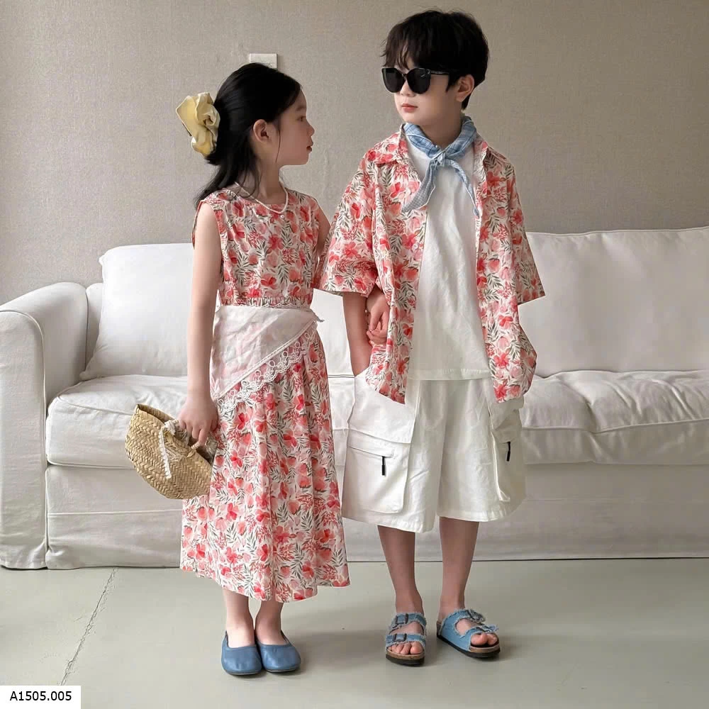 SET ĐÔI HOA LÁ DIỆN HÈ Sỉ váy 165k, áo 130k, quần trắng 150k, quần xám 125k