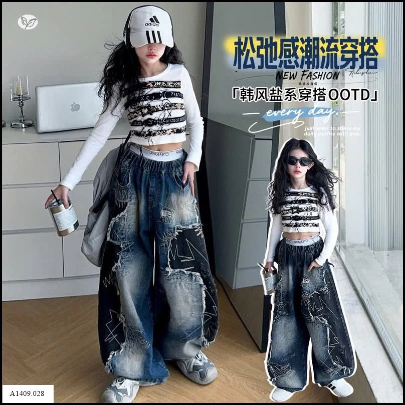 SET ÁO CRT MIX QUẦN JEAN ỐNG RỘNG BG Giá sỉ áo: 125k  quần: 247k