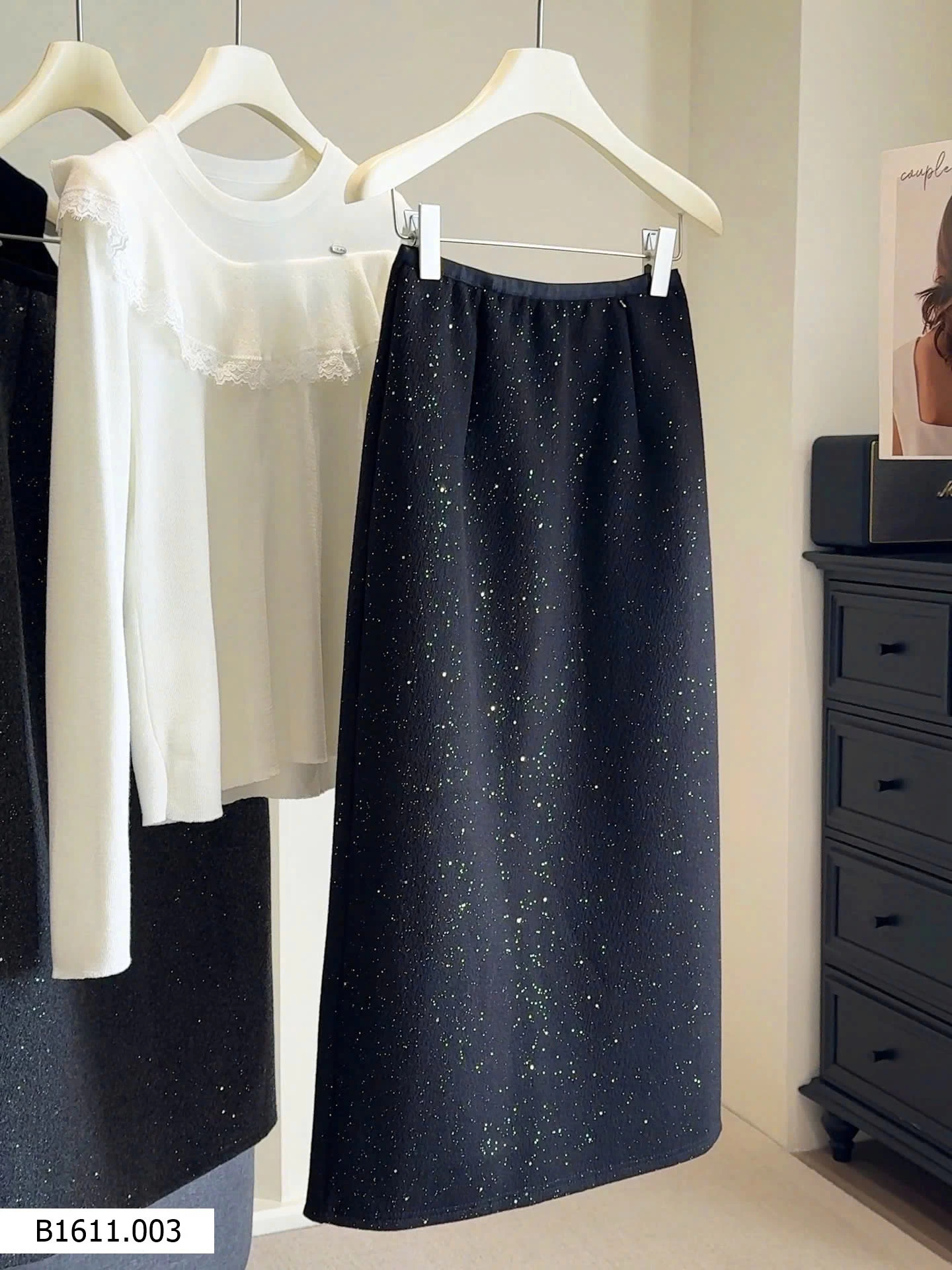 Chân váy len đính sequin Giá sỉ 215k