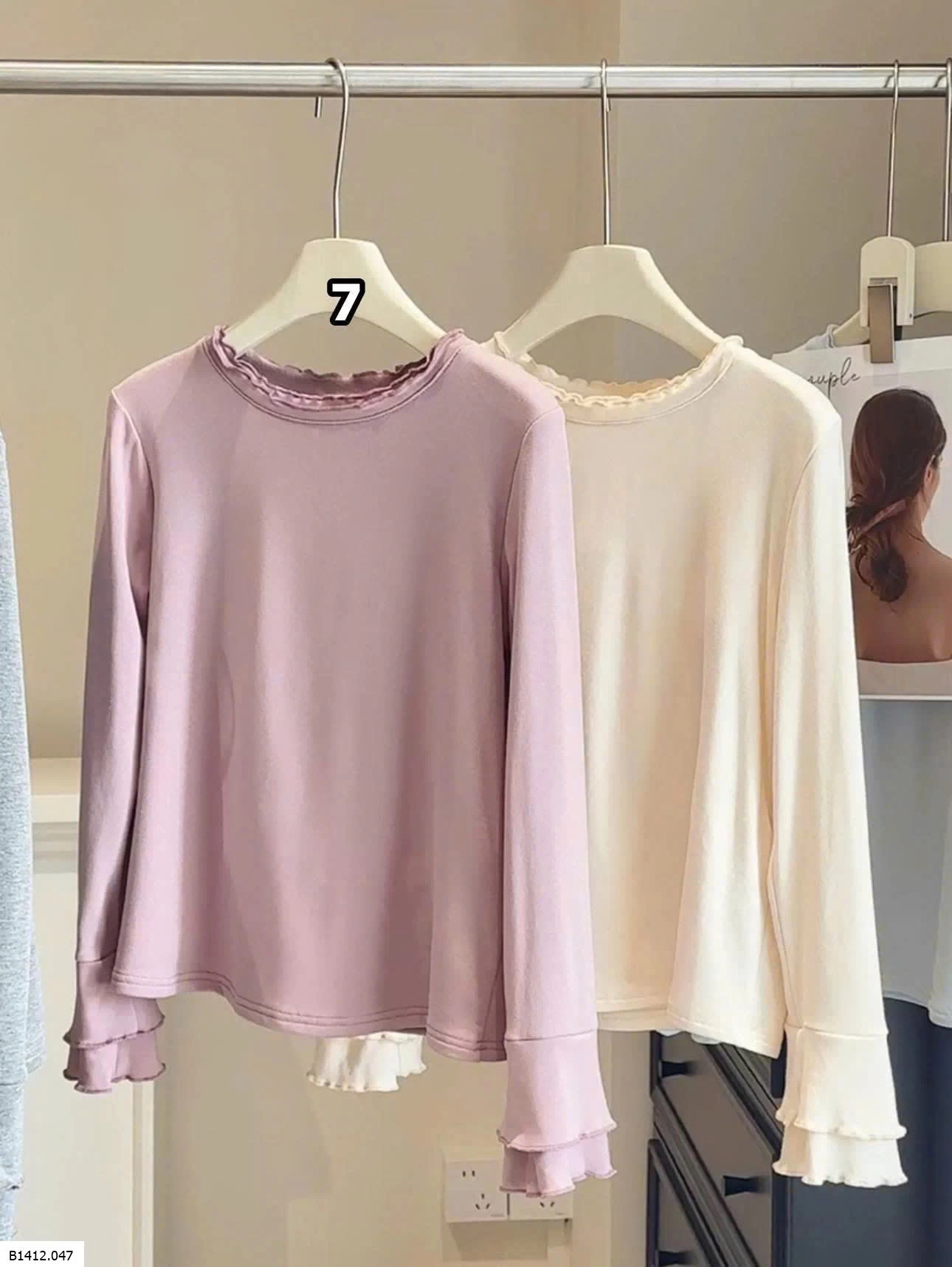 ÁO THUN DÀI TAY VIỀN BÈO ANNA Giá sỉ 140k