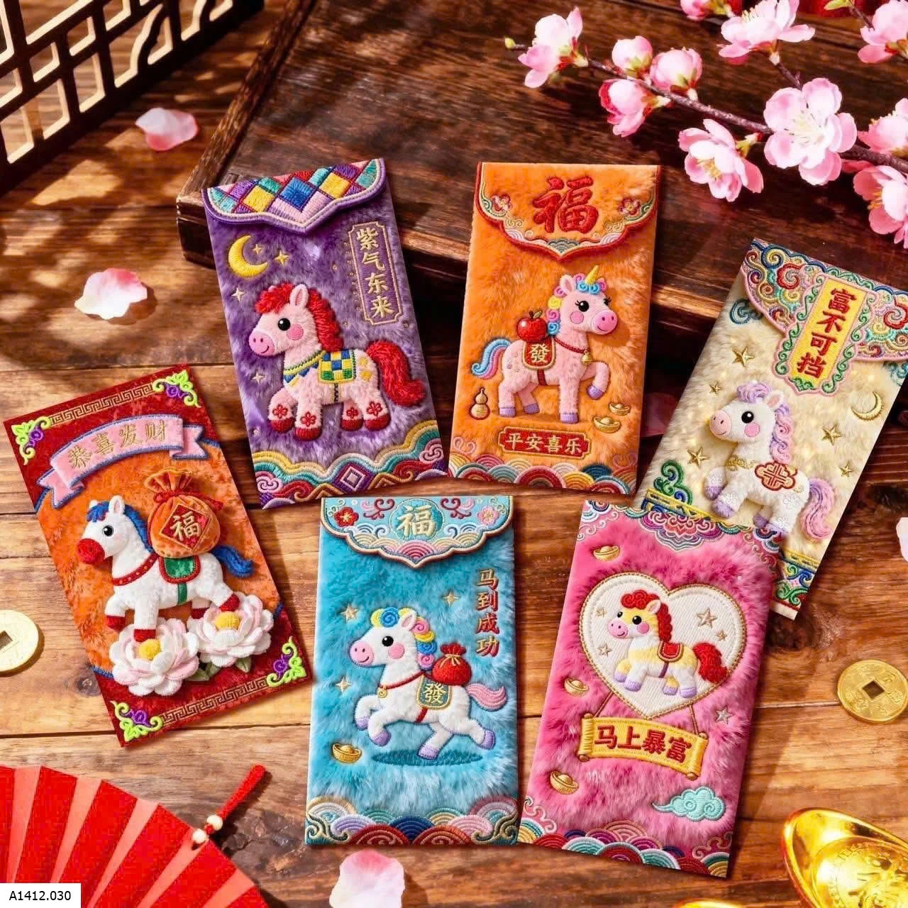 COMBO 60 BAO LÌ XÌ NGỰA 5D  Giá sỉ 59K/ COMBO 60C MIX