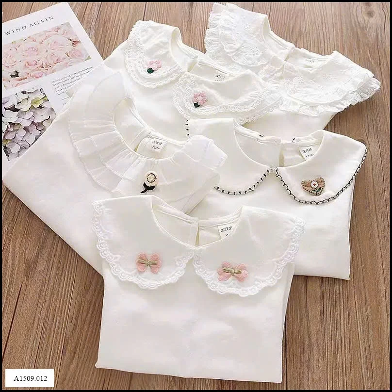 Áo dài tay bé gái cổ bèo   Giá sỉ 93k