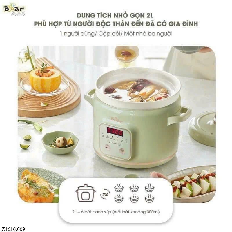 NỒI NẤU CHẬM TRỰC TIẾP BEAR 2L  Sỉ 555ka