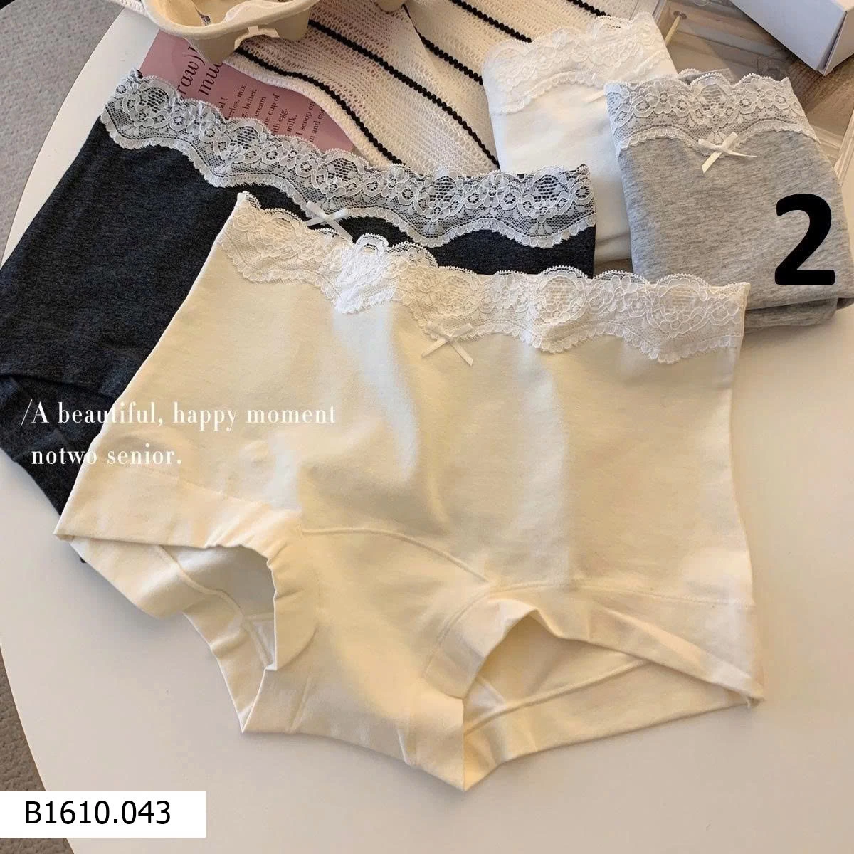 QUẦN LÓT BOXER PHỐI REN NỮ SỢI 10A KHÁNG KHUẨN  Giá sỉ 35k/c sỉ từ 2c 