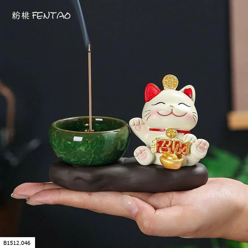 BỘ ĐỐT TRẦM MÈO CHIÊU TÀI MAY MẮ️N Giá sỉ 80k