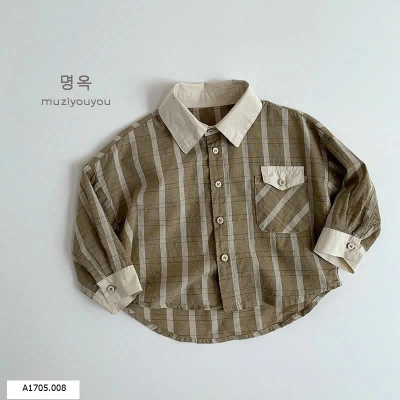 ÁO SƠ MI KẺ CHO BÉ TRAI Sỉ 146k
