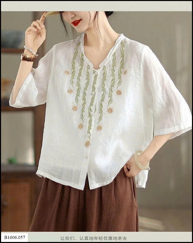 ÁO SƠ MI ĐŨI CỔ V NỮ Sỉ 110K