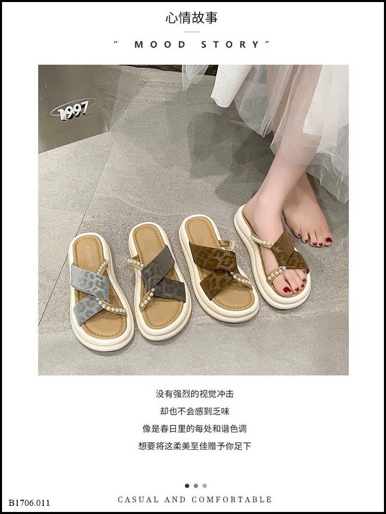 DÉP ĐẾ DÀY QUAI ĐAN CHÉO ĐÍNH NGỌC Sỉ 130K