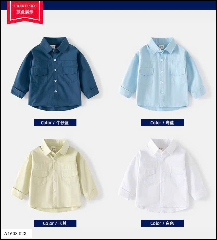 ÁO SƠ MI DÀI TAY CHO BÉ TRAI   Giá sỉ 108k