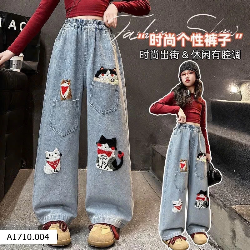 QUẦN JEAN SUÔNG MÈO BÉ GÁI   Giá sỉ 140k