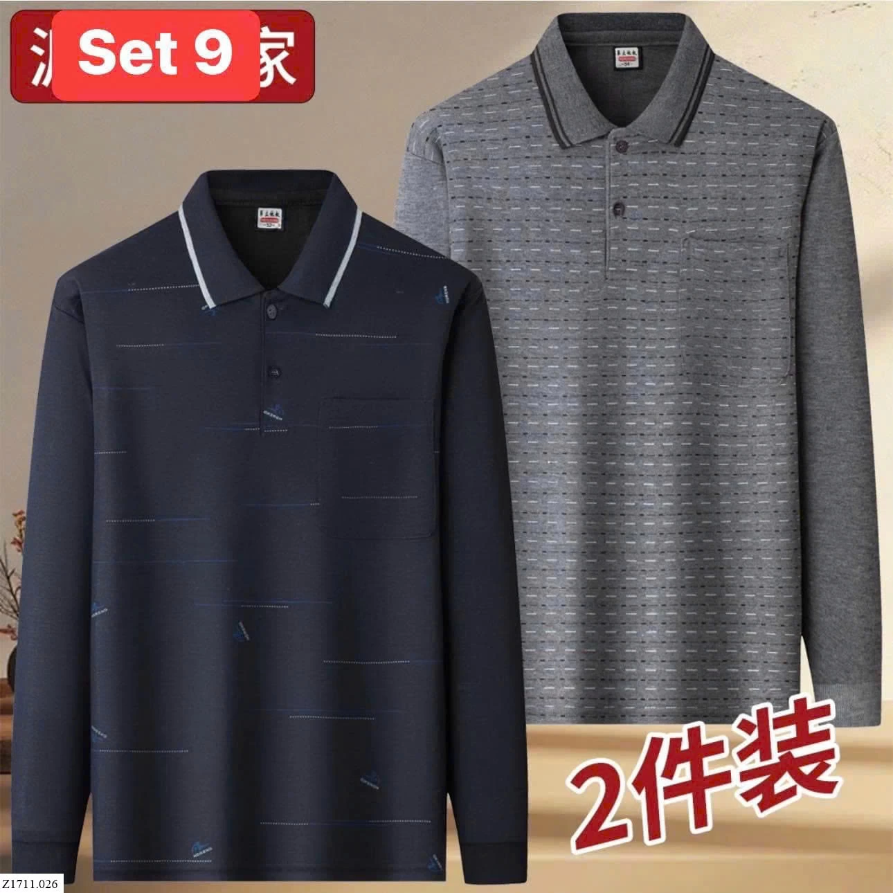 SET 2 ÁO POLO DÀI TAY CHO CÁC ANH, CÁC BỐ    Sỉ 130k/ 1 sét 2c