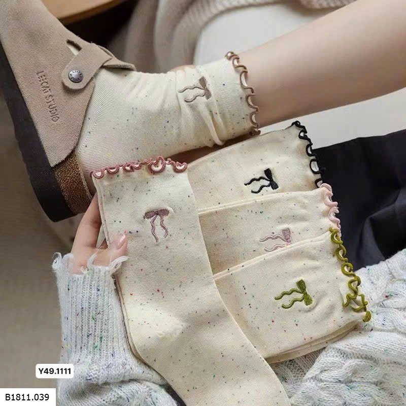  SET 10 ĐÔI TẤT NƠ VIỀN BÈO  Giá sỉ 50k/10 đôi 