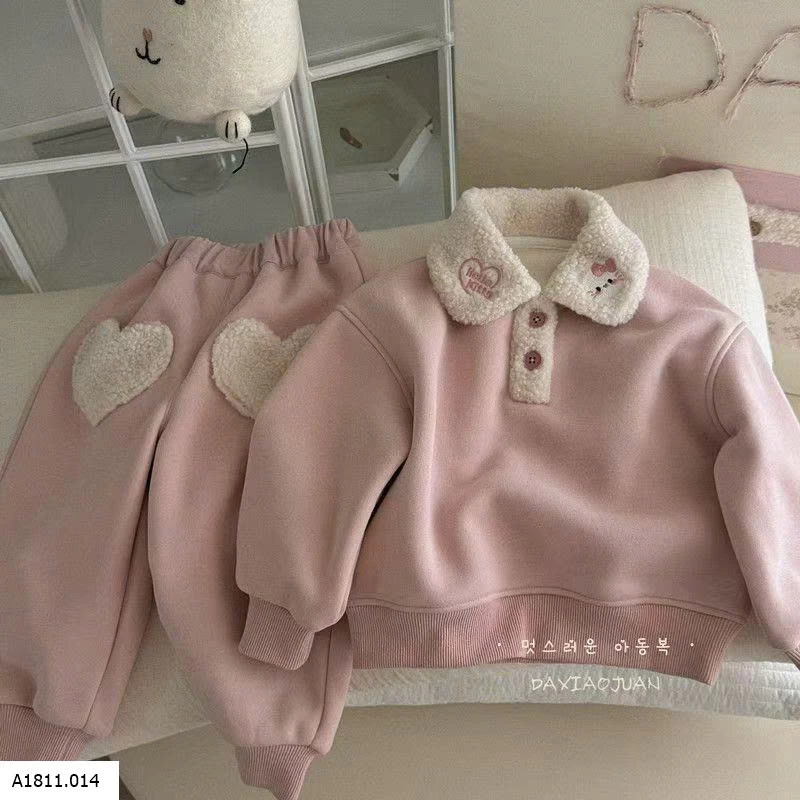 BỘ NỈ HỒNG DỄ THƯƠNG CHO BÉ   Giá sỉ 150k