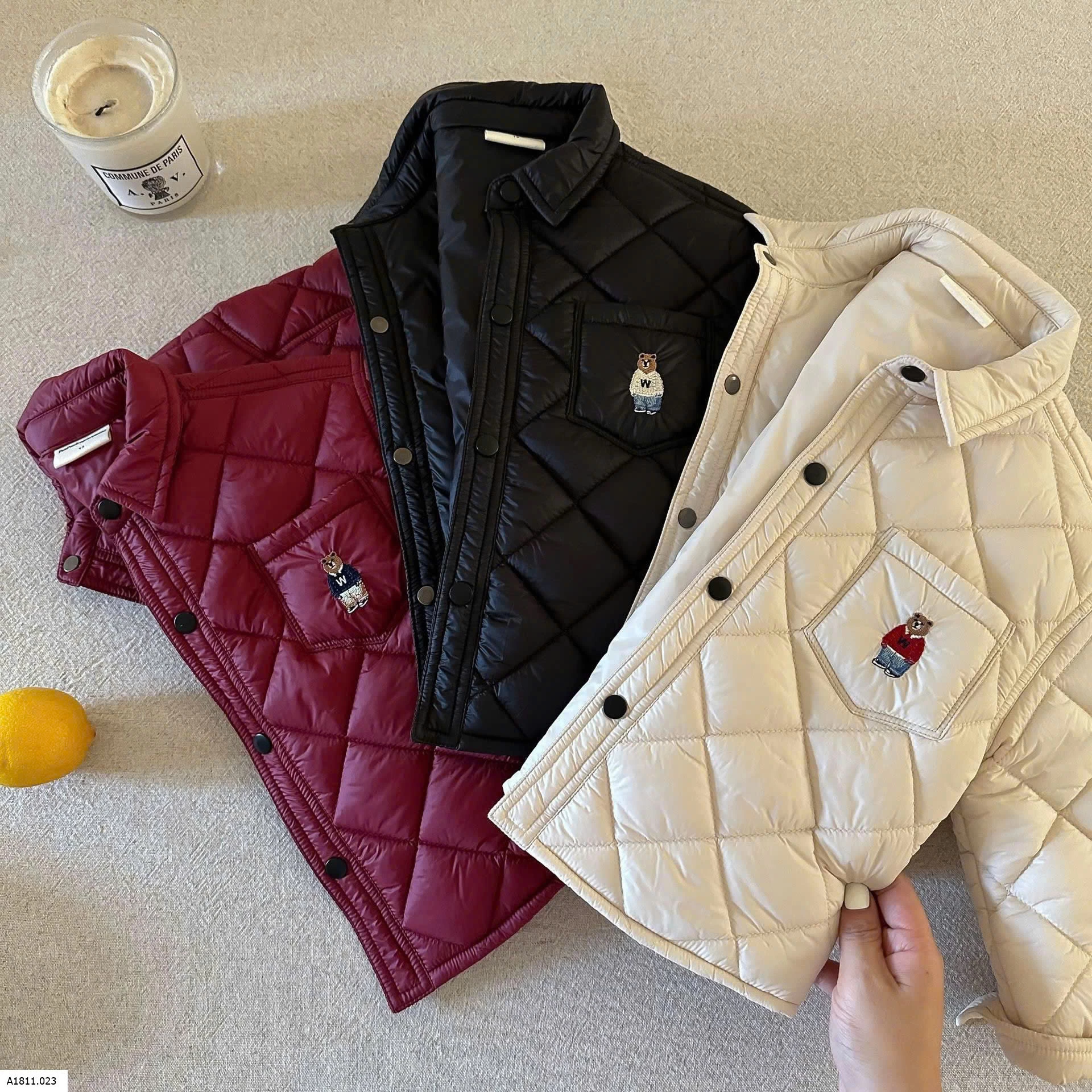 ÁO PHAO TRẦN TRÁM THÊU GẤU FUNFUN Giá sỉ 225k