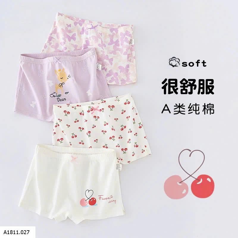 SET 4 QUẦN CHÍP ĐÙI CO BÉ GÁI Giá sỉ 90k