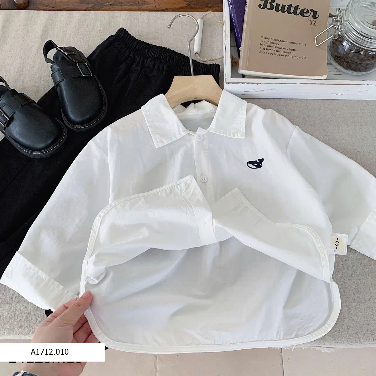 Sơ mi thêu cá heo Giá sỉ 130k