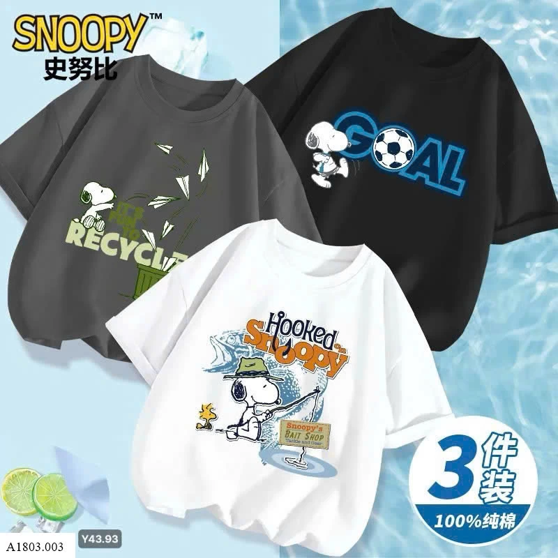 Set 3 Áo Phông Cho Bé Trai Và Bé Gái #SNOOPY   Sỉ 170k/ 1 sét 3 áo