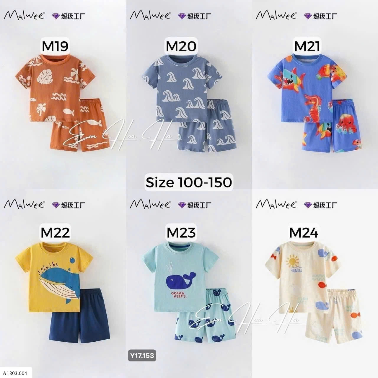 Bộ hè cotton MALWEE lên mẫu NEW  Sỉ 115k