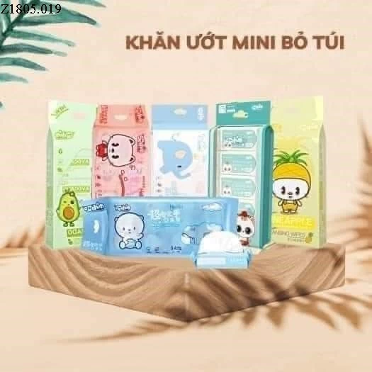 KHĂN GIẤY ƯỚT MINI BỎ TÚI Si 65k/set 3túi 