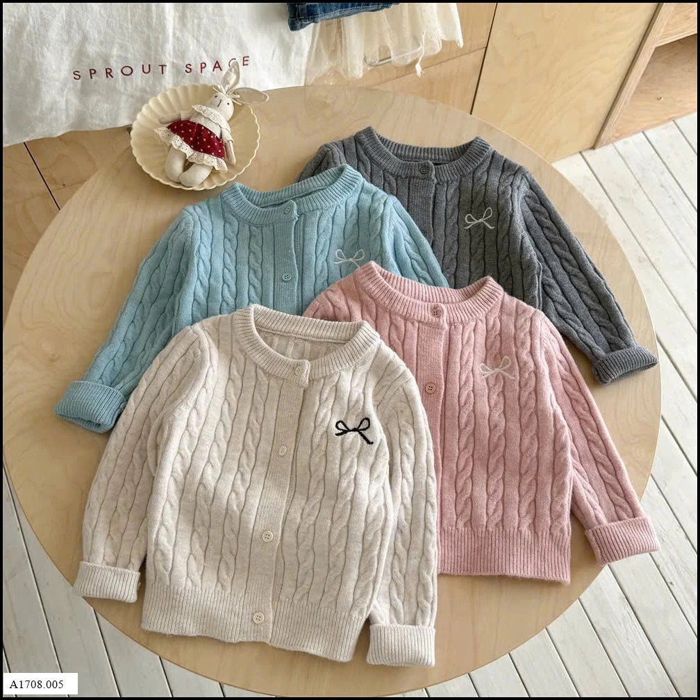 ÁO LEN CARDIGAN THÊU NƠ NINGLI BG Giá sỉ 120k