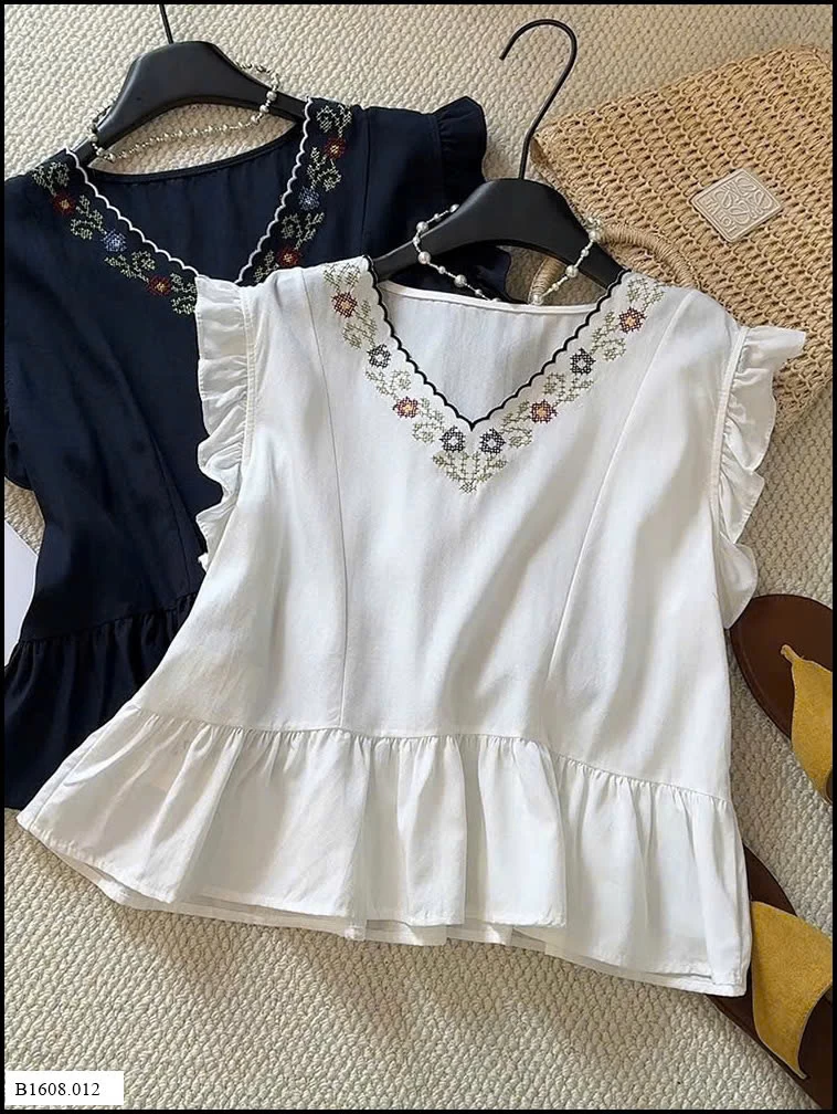 ÁO SÁT NÁCH BABYDOLL THÊU HOA CỔ ANNA Giá sỉ 126k
