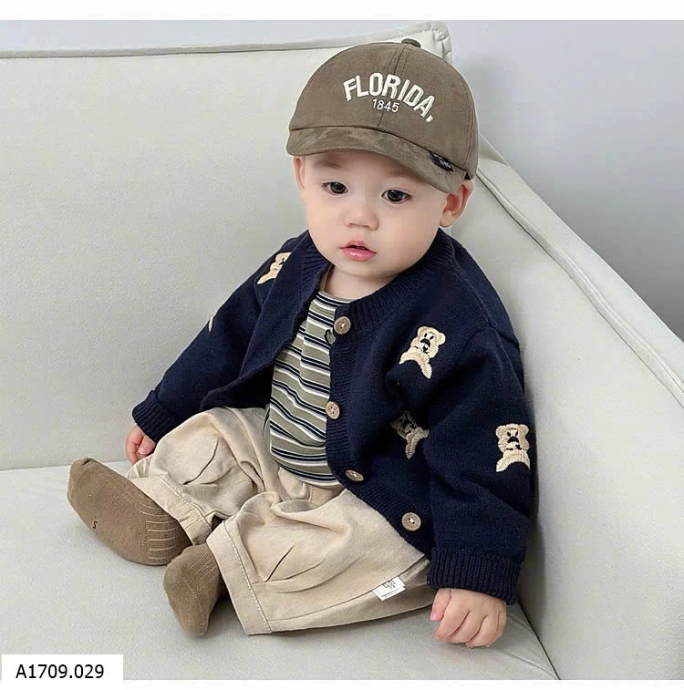 ÁO KHOÁC CARDIGAN HỌA TIẾT GẤU CHO BÉ    Giá sỉ 146k