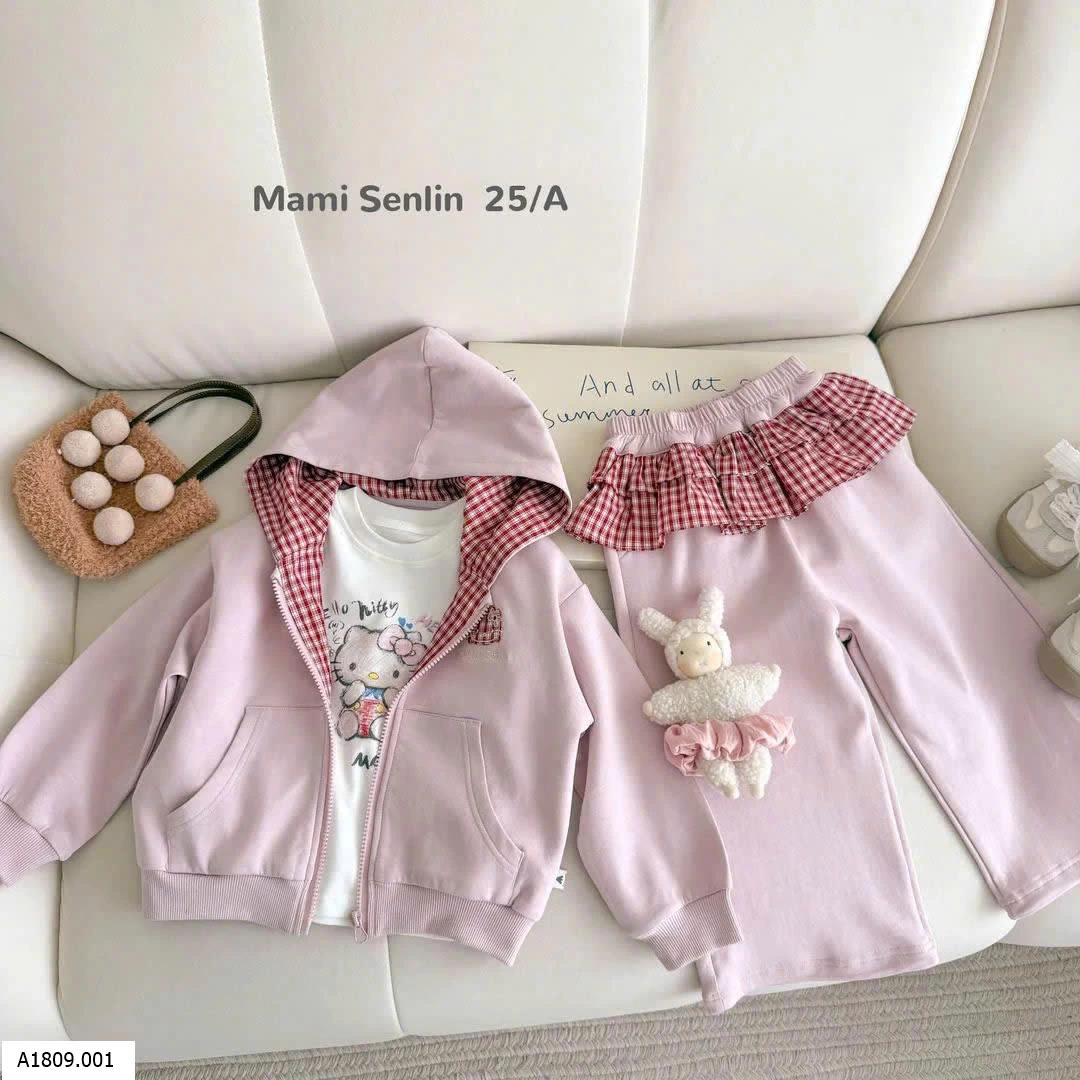 SET NỈ HỒNG KẺ CARO NINGLI   Giá sỉ 200k