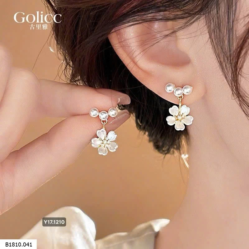BÔNG TAI HOA MIX NGỌC GOLICC   Giá sỉ 80k/đ