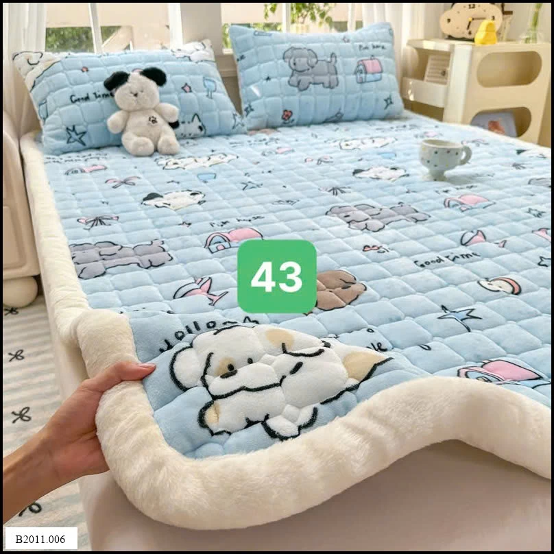 NỆM LÓT LÔNG CỪU SỮA (M21 - M43) Giá sỉ sz 120x200 giá 182k sz 150x200 giá 213k sz 180x200 giá 240k sz 200x220 giá 283k Vỏ gối rời giá 97k/ cặp