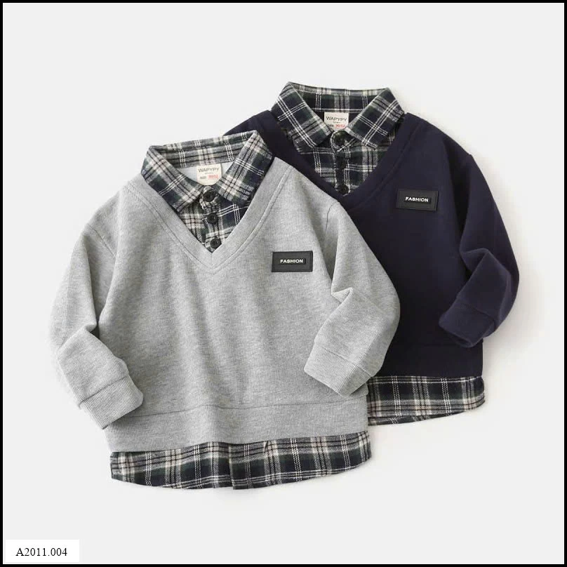 ÁO NỈ PHỐI CỔ KẺ SƠ MI WAPYPY Giá sỉ 110k