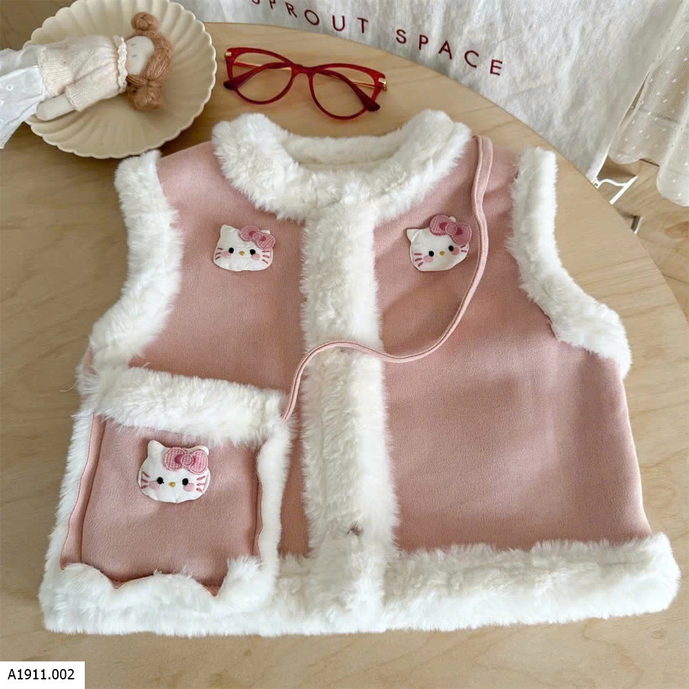 ÁO KHOÁC GILE HỒNG VIỀN LÔNG NINGLI  Giá sỉ 170k