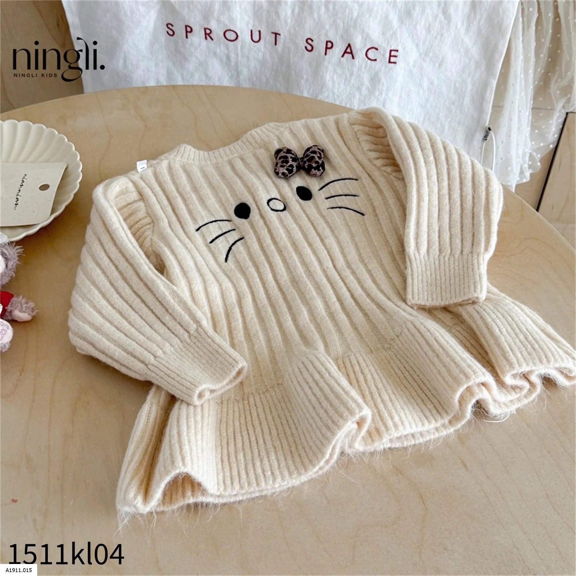 ÁO KHOÁC LEN KITTY CHO BÉ GÁI  Giá sỉ 170k