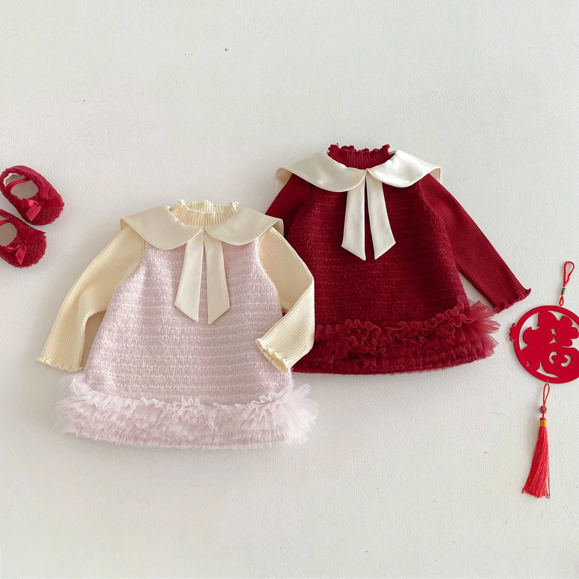 SET ÁO LEN MIX VÁY CỔ BÈO BG Giá sỉ váy: 207k set: 314k