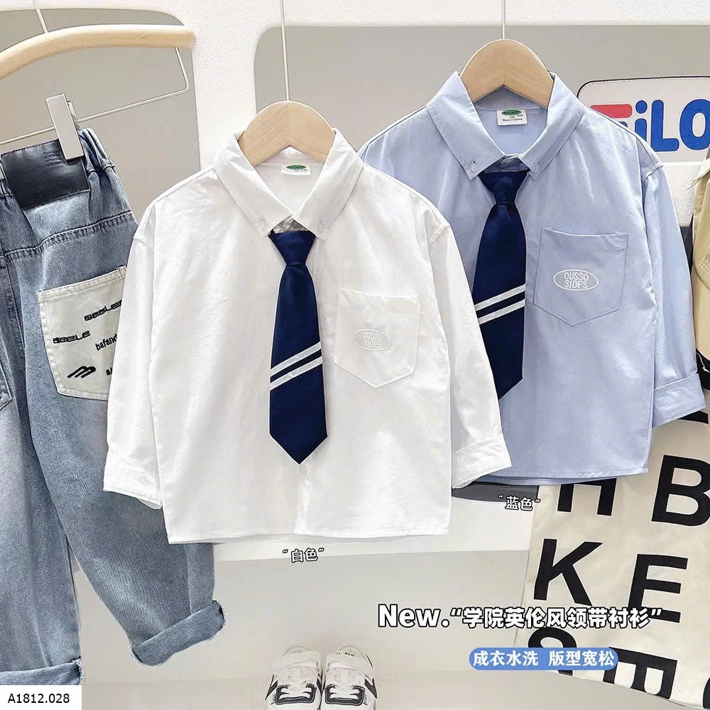 ÁO SƠ MI DÀI TAY KÈM CÀ VẠT KACADY Giá sỉ 134k