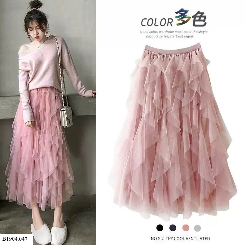 CHÂN VÁY PHỐI LƯỚI DÁNG DÀI CHO NỮ Sỉ  120k