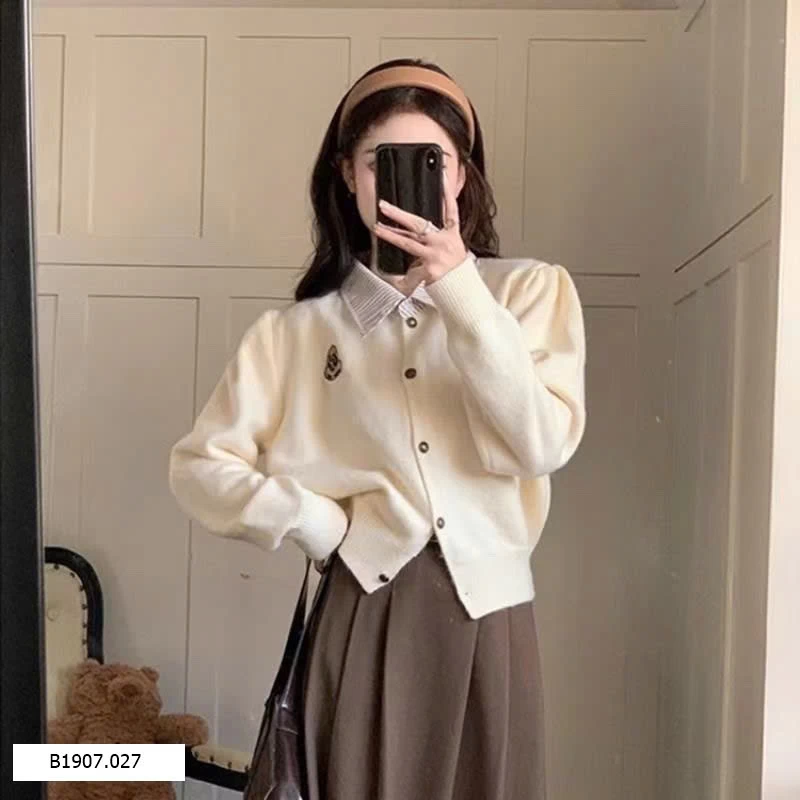 Áo len cadigan cổ sơ mi    Sỉ 130k