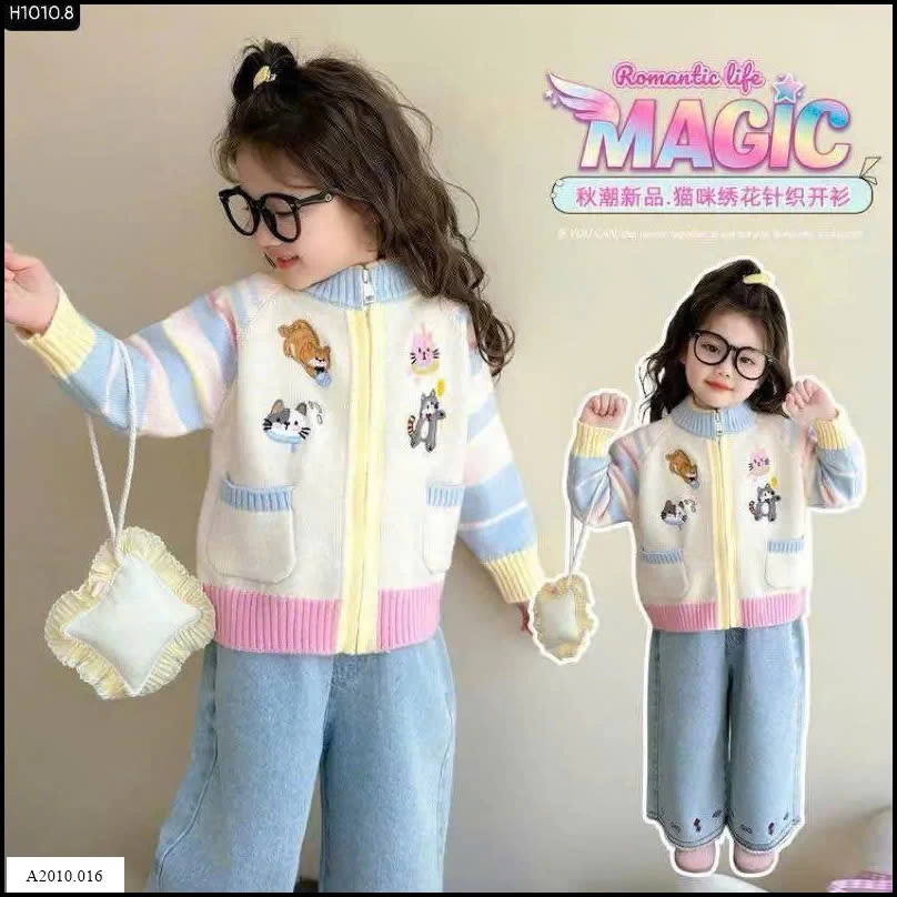 ÁO KHOÁC LEN THÊU HÌNH MÈO Giá sỉ 140k