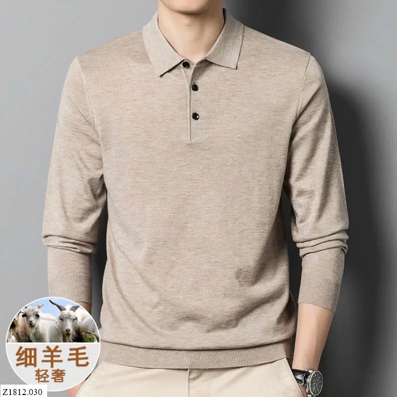 ÁO LEN NAM CASHMERE CỔ POLO  Sỉ 185ka