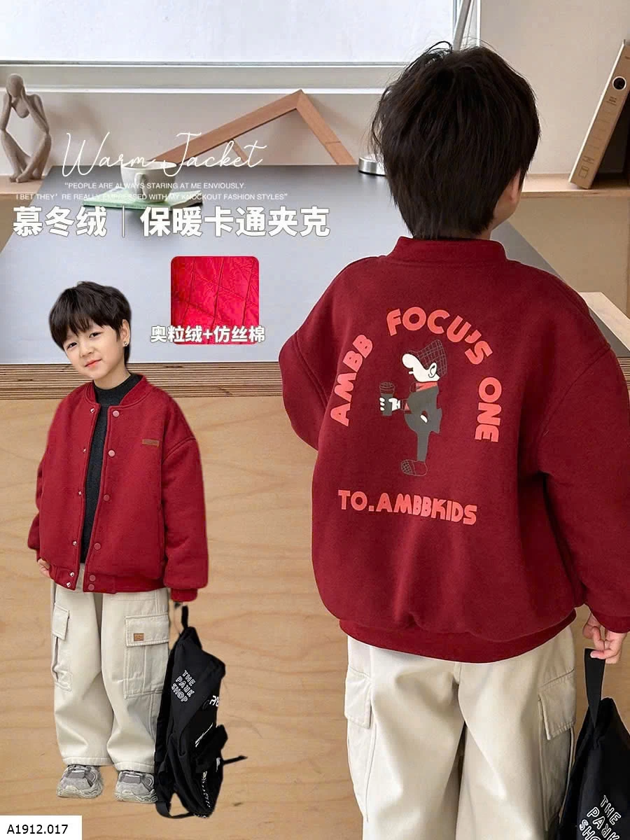 ÁO KHOÁC NỈ AMBB KIDS CHẦN BÔNG Giá sỉ Sz 90-150 : #250k Sz 160-170 : #300ka
