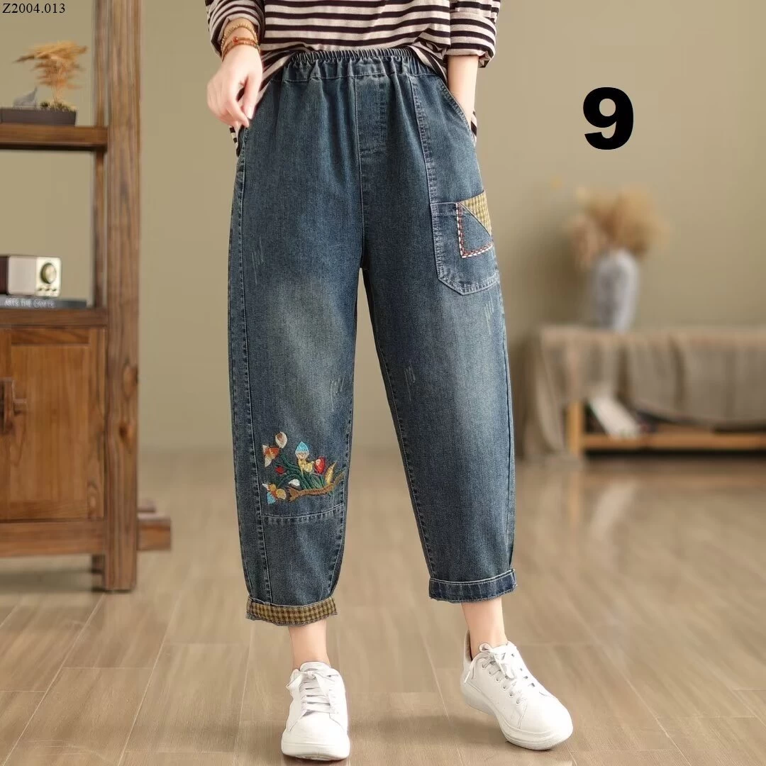 QUẦN BAGGY JEAN THÊU HOA  Si 230k